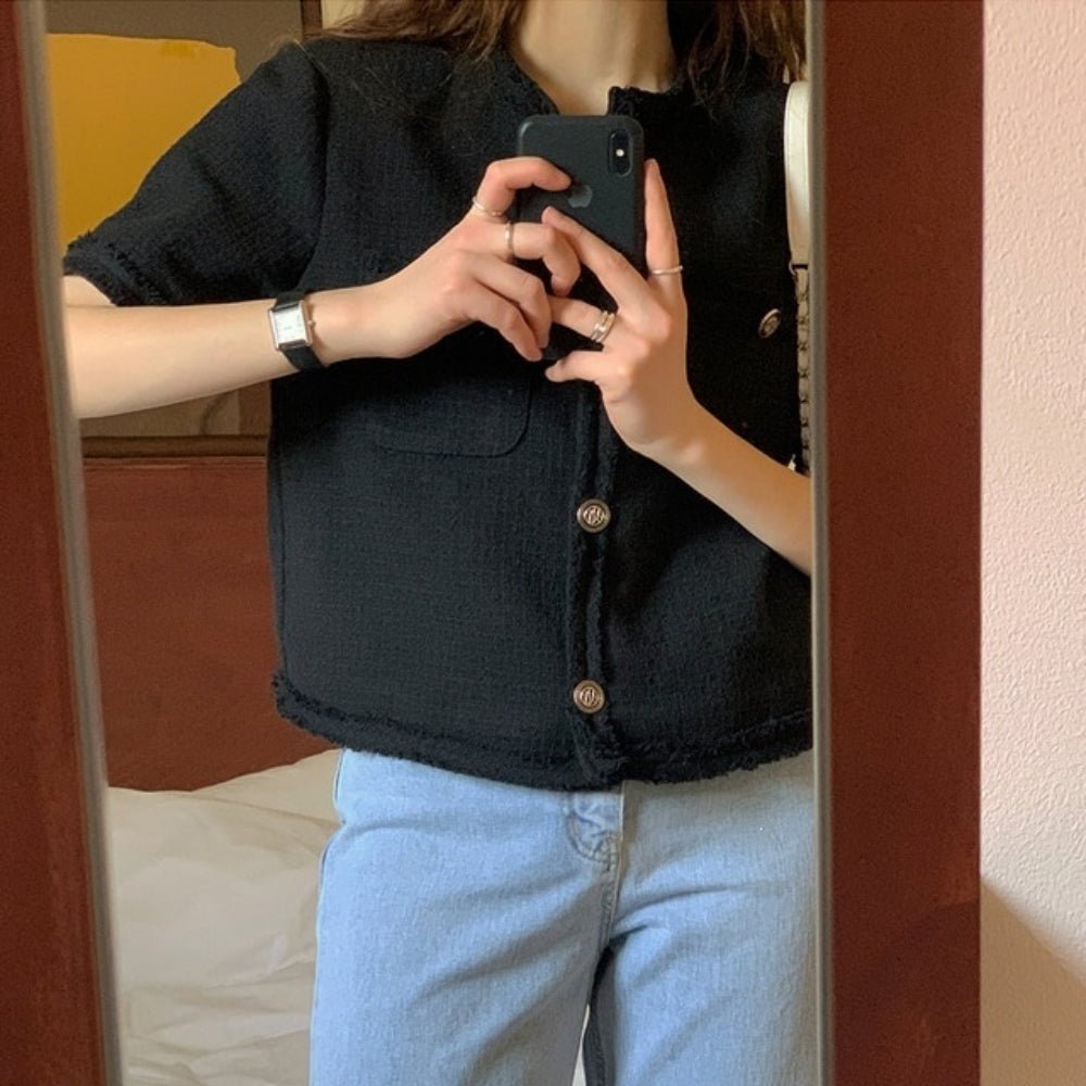 ツイード風半袖ジャケット｜オフィスカジュアル レディース 通販【ミレジェネ】