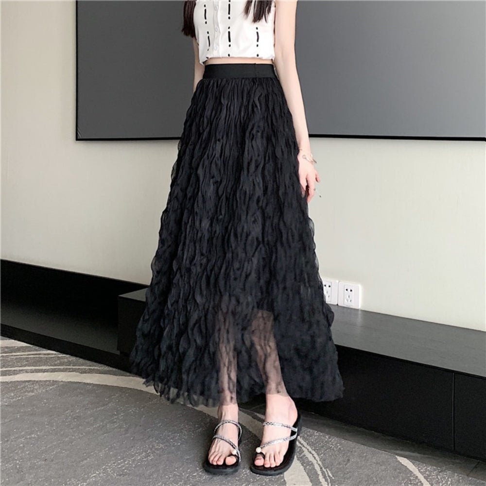 ウェーブプリーツシフォンマキシスカート｜オフィスカジュアル レディース 通販【ミレジェネ】