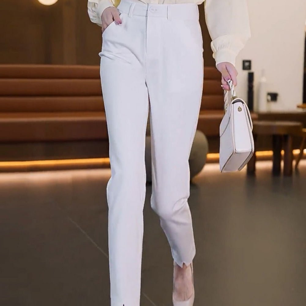 裾スリット入りストレートパンツ｜オフィスカジュアル レディース 通販【ミレジェネ】