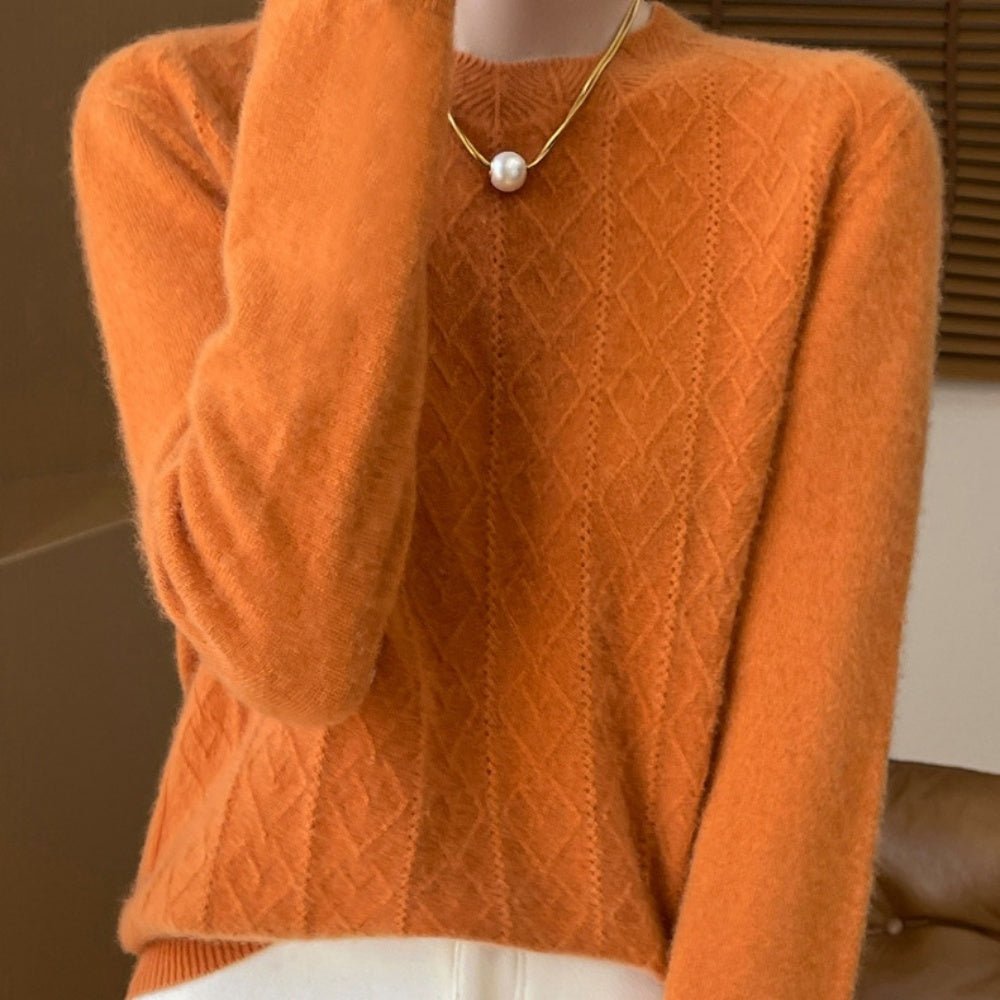 ラウンドネックダイヤ模様ニット｜オフィスカジュアル レディース 通販【ミレジェネ】