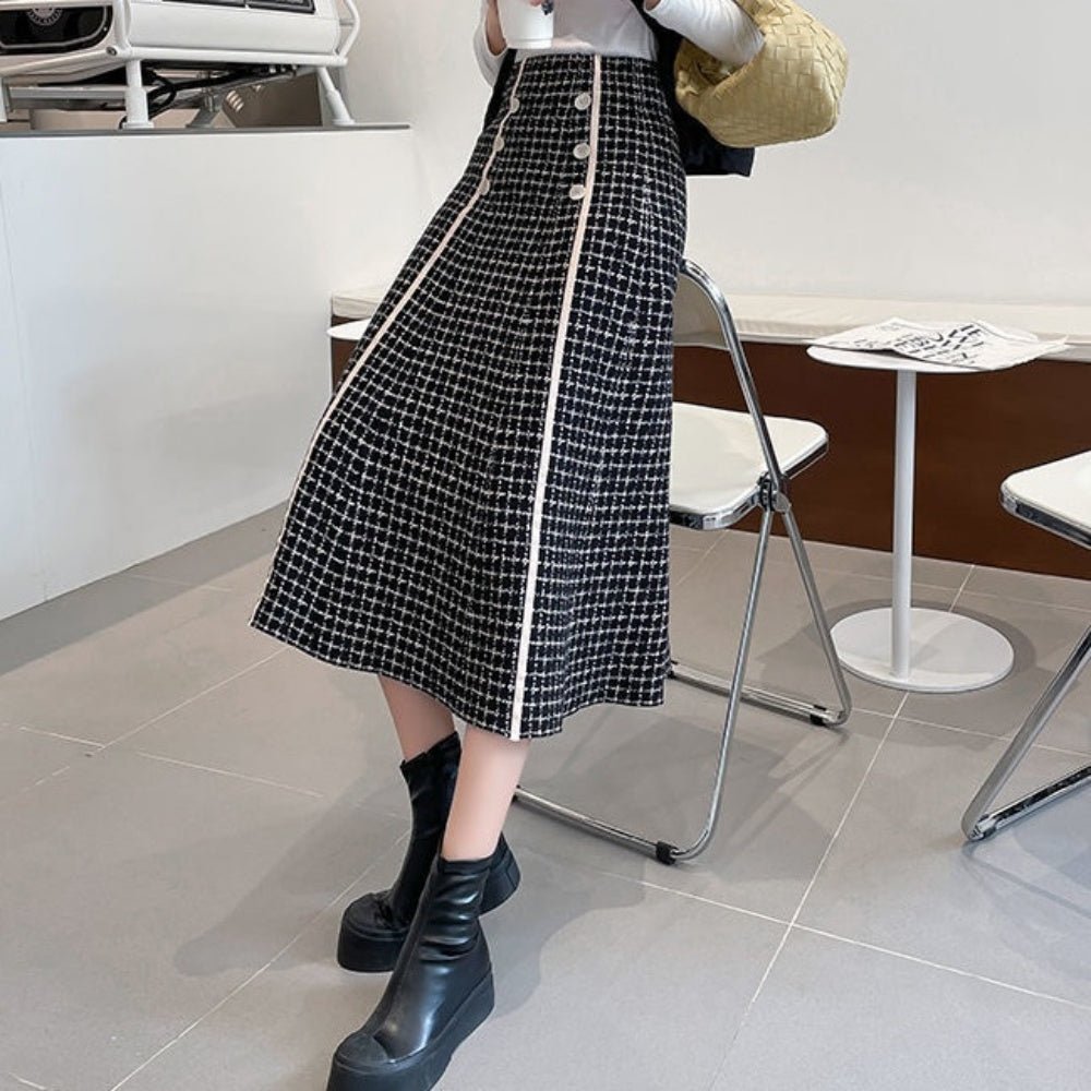 ライン入チェックスカート｜オフィスカジュアル レディース 通販【ミレジェネ】