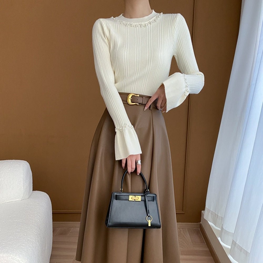 パール付スリムニット｜オフィスカジュアル レディース 通販【ミレジェネ】