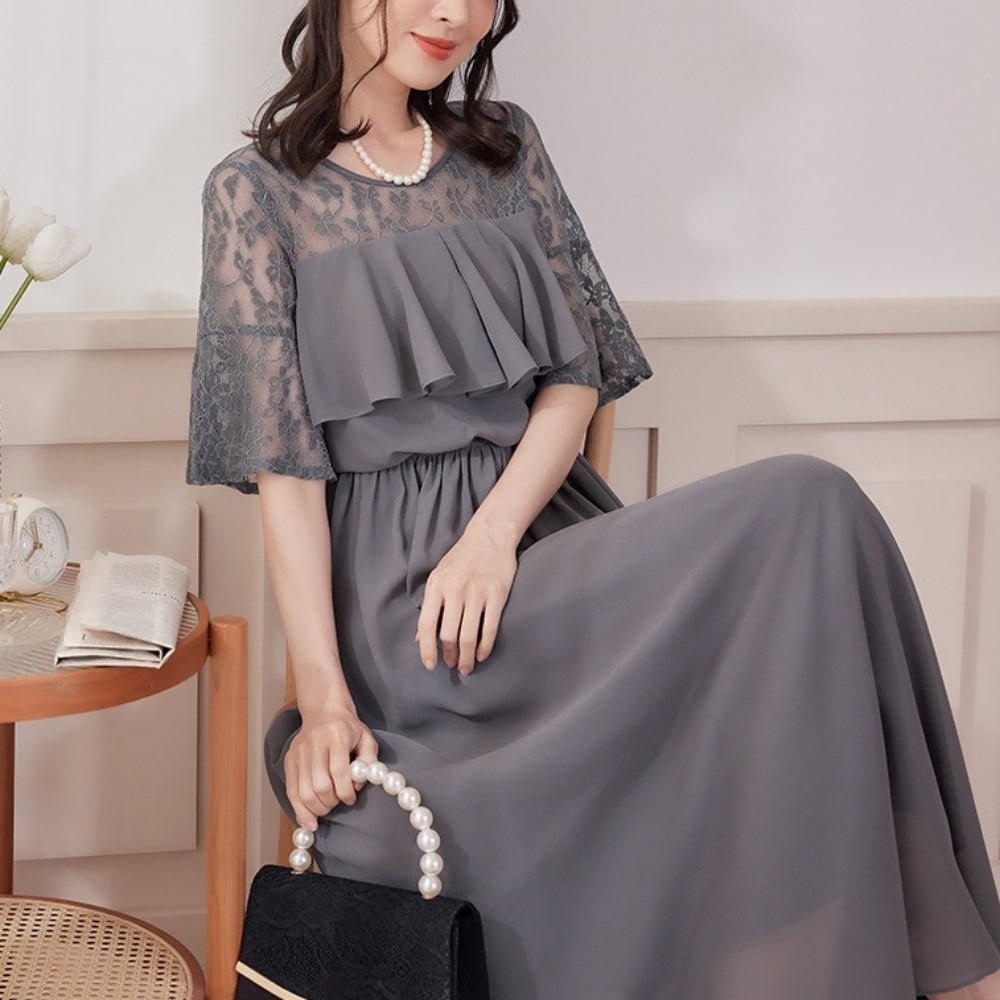 レース切り替えワンピース｜オフィスカジュアル レディース 通販【ミレジェネ】