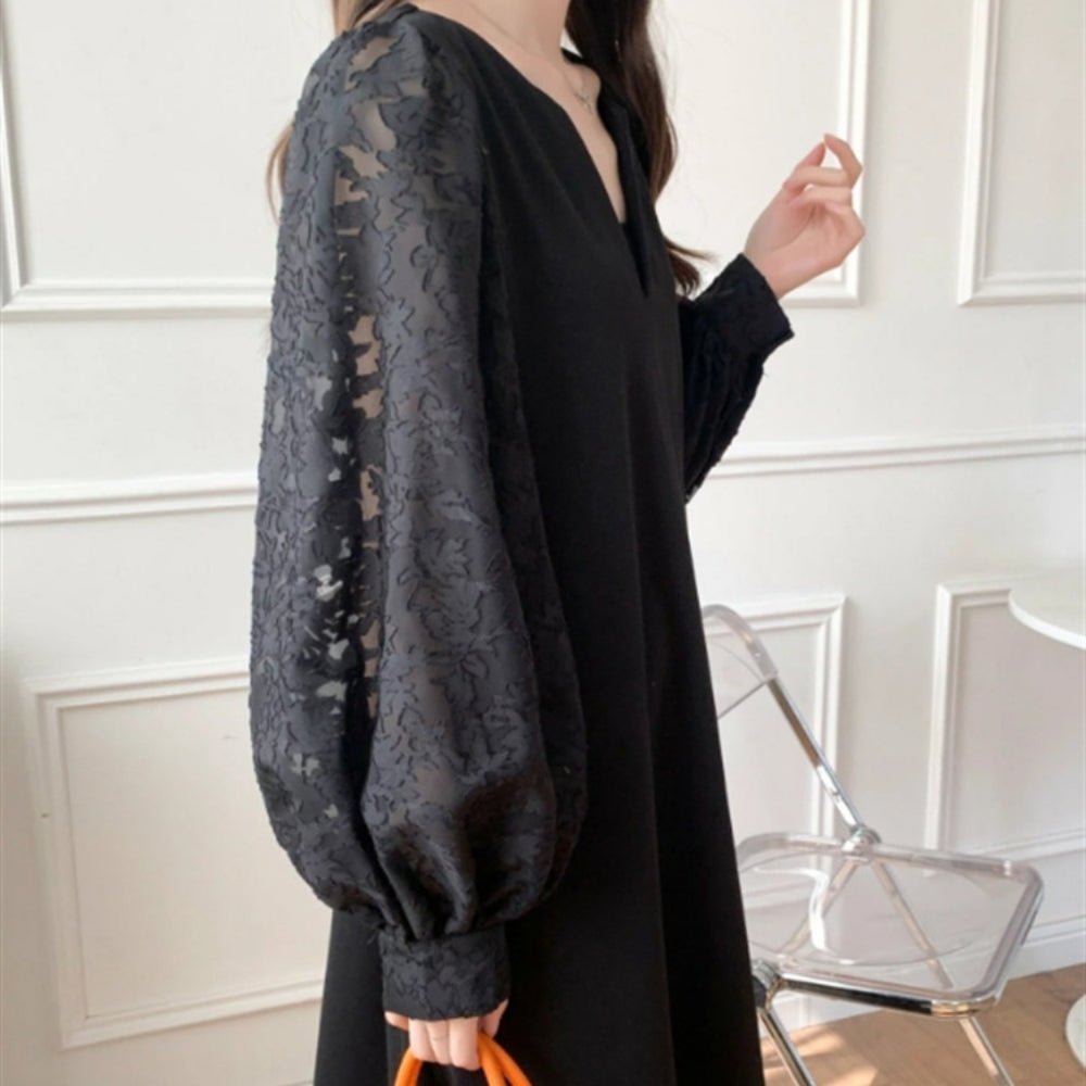 バルーンスリーブストレートラインワンピース｜オフィスカジュアル レディース 通販【ミレジェネ】