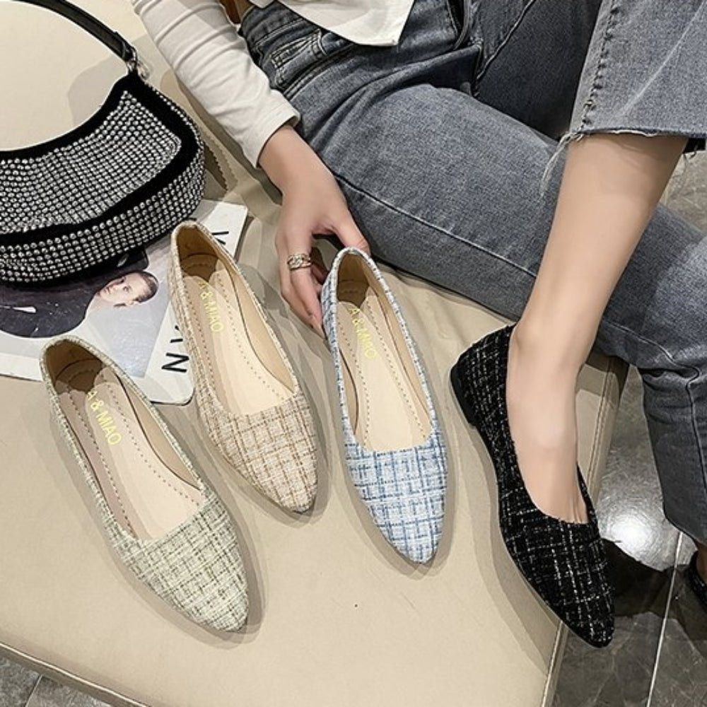 シンプルツイードフラットパンプス｜オフィスカジュアル レディース 通販【ミレジェネ】