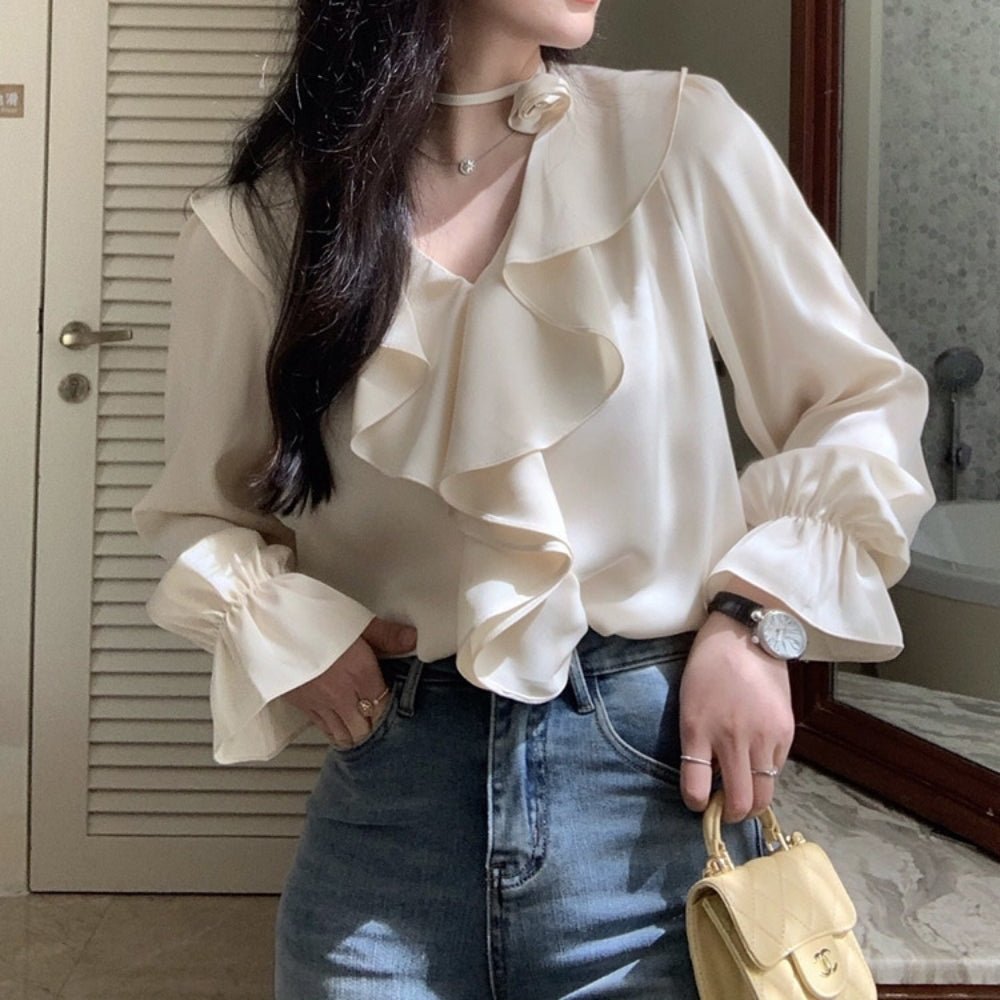 ラッフルフリルブラウス｜オフィスカジュアル レディース 通販【ミレジェネ】