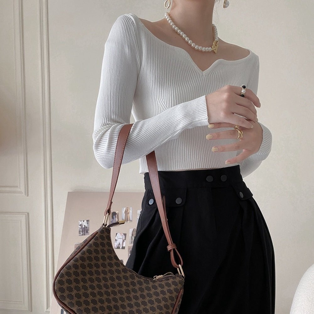 ハートネックリブニット｜オフィスカジュアル レディース 通販【ミレジェネ】