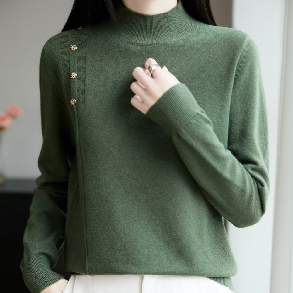ハイネックボタンデザインニット｜オフィスカジュアル レディース 通販【ミレジェネ】
