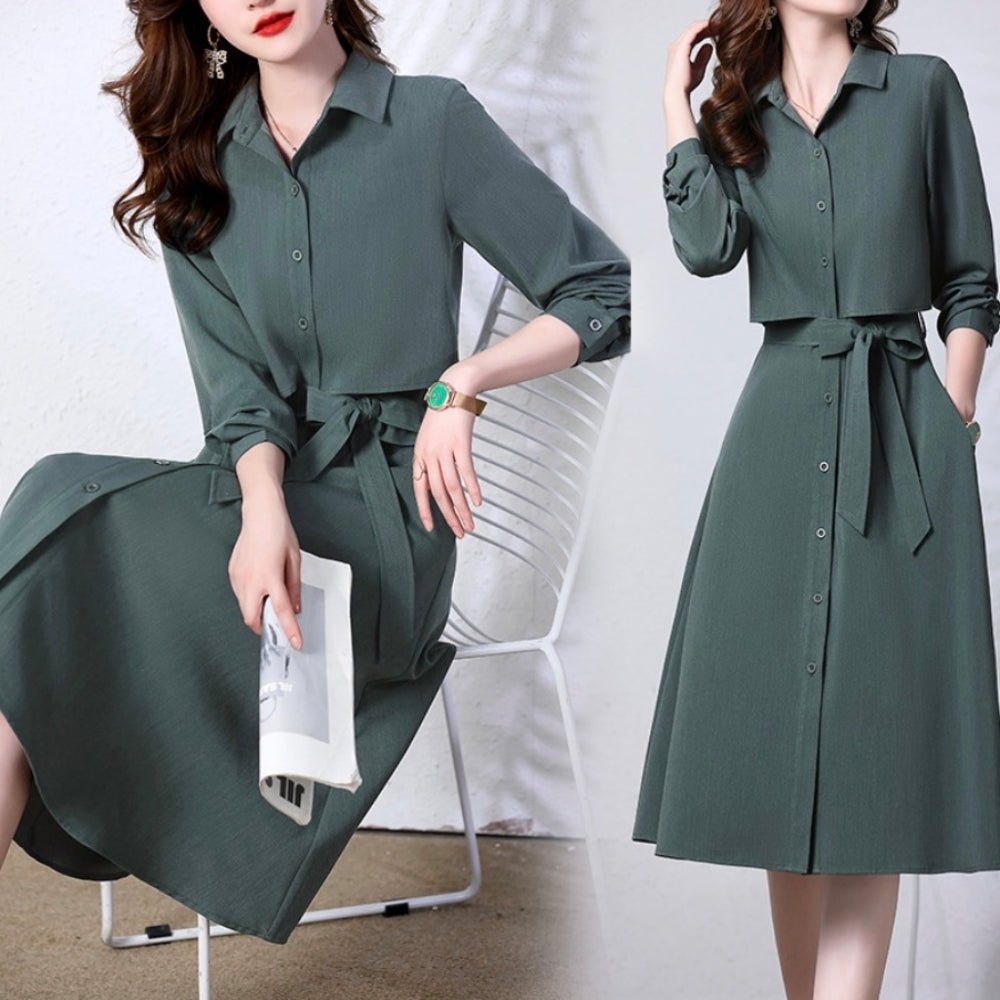 レギュラーカラーブラウスワンピース｜オフィスカジュアル レディース 通販【ミレジェネ】