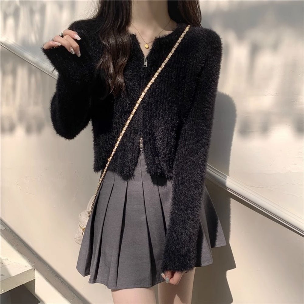 シャギージップアップカーディガン｜オフィスカジュアル レディース 通販【ミレジェネ】