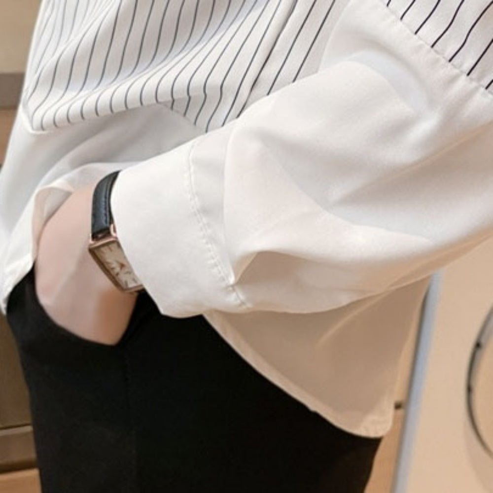 スタンドカラーストライプシャツ｜オフィスカジュアル レディース 通販