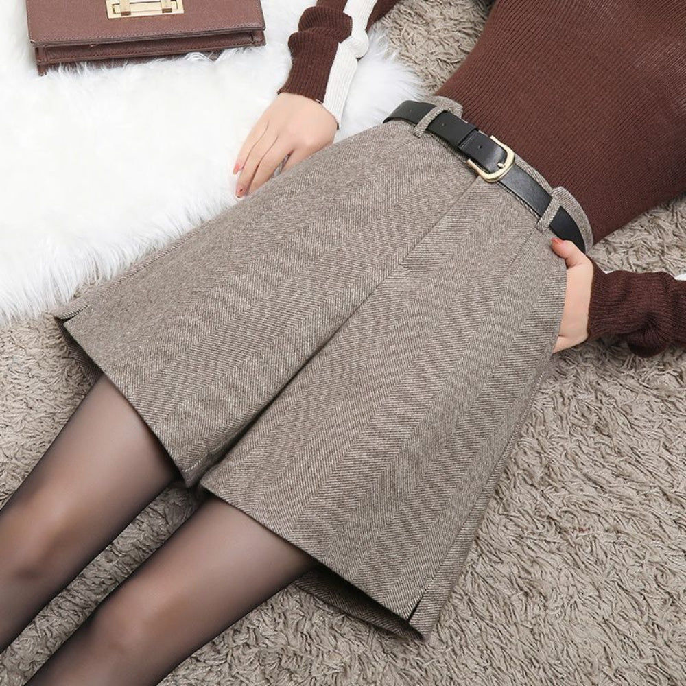 ヘリンボーンハイウエストショートパンツ｜オフィスカジュアル レディース 通販【ミレジェネ】