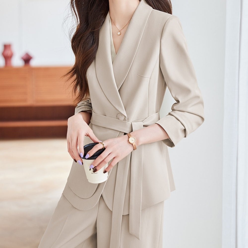 ウエストマークロングジャケット・ワイドパンツセットアップ｜オフィスカジュアル レディース 通販【ミレジェネ】