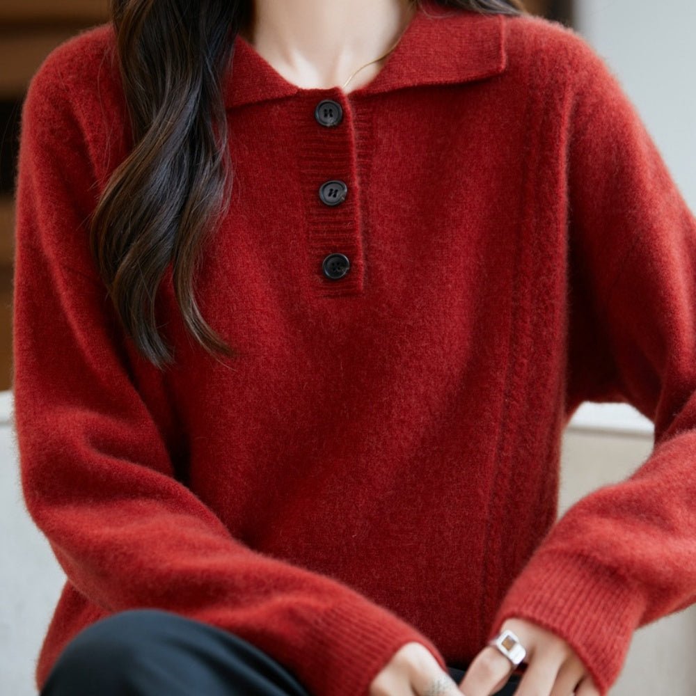 胸元ボタン襟付きニット｜オフィスカジュアル レディース 通販【ミレジェネ】