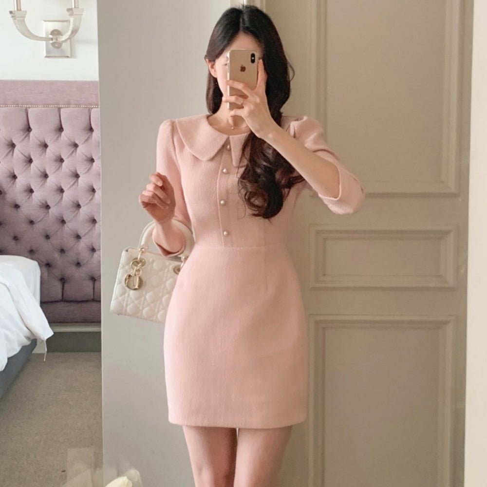 ラウンドカラーツイードワンピース｜オフィスカジュアル レディース 通販【ミレジェネ】