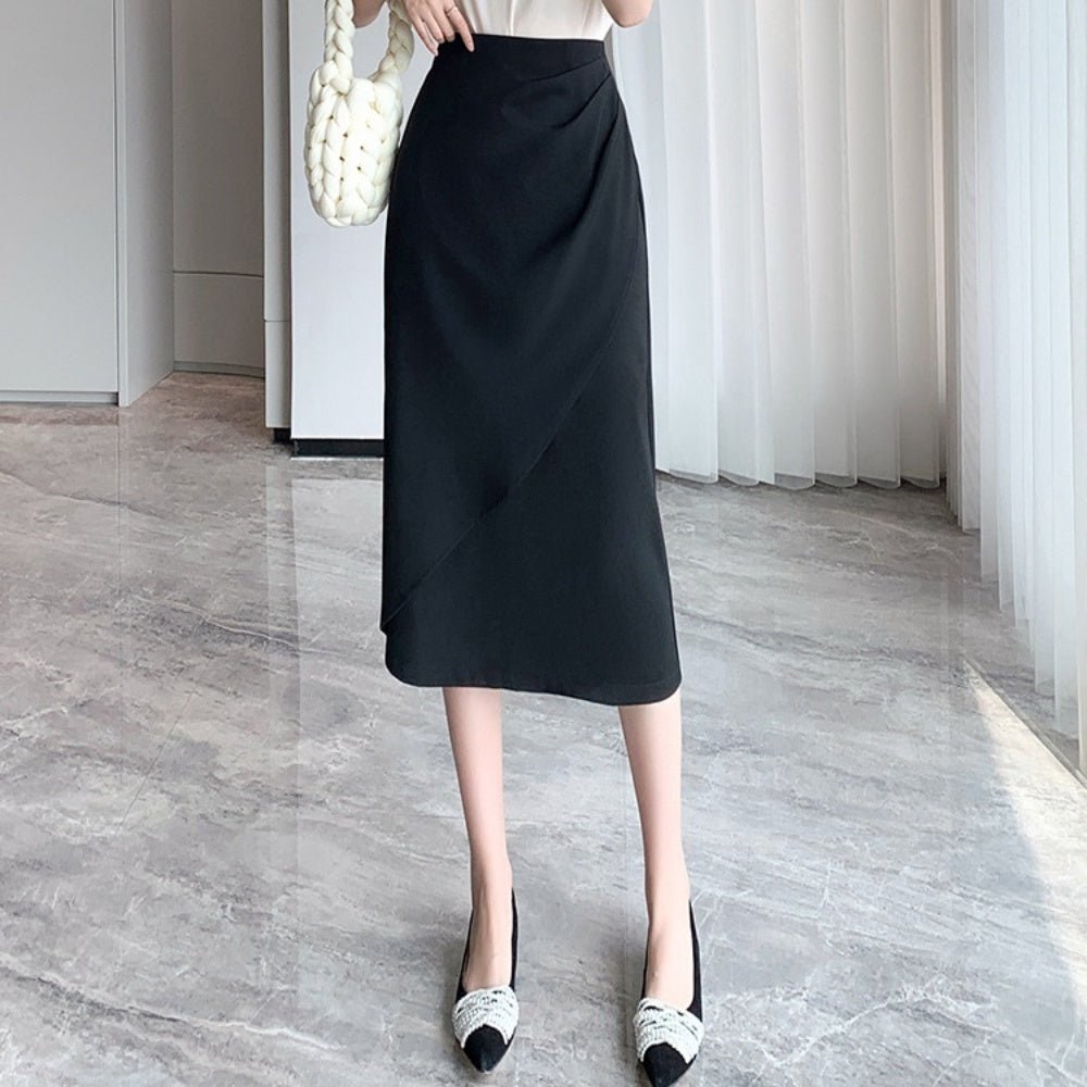 ラップ風タックタイトスカート｜オフィスカジュアル レディース 通販