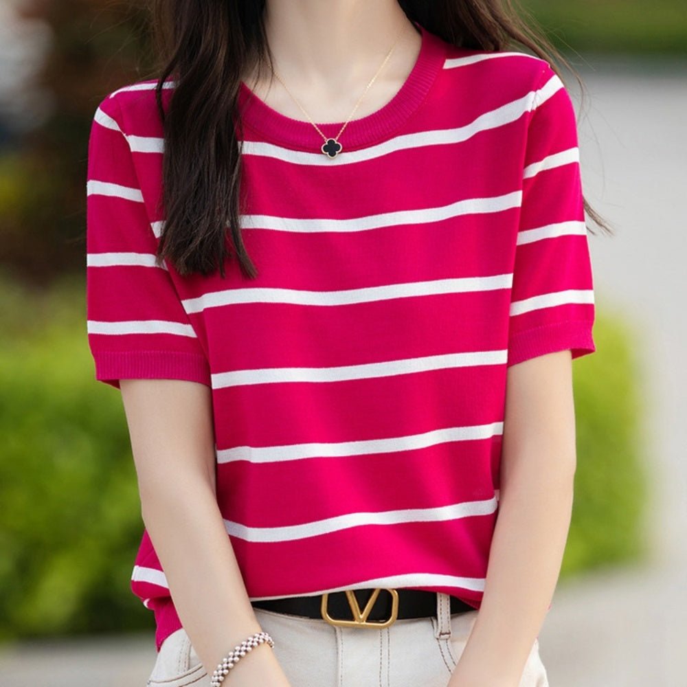 フレンチボーダー薄ニットトップス｜オフィスカジュアル レディース 通販【ミレジェネ】