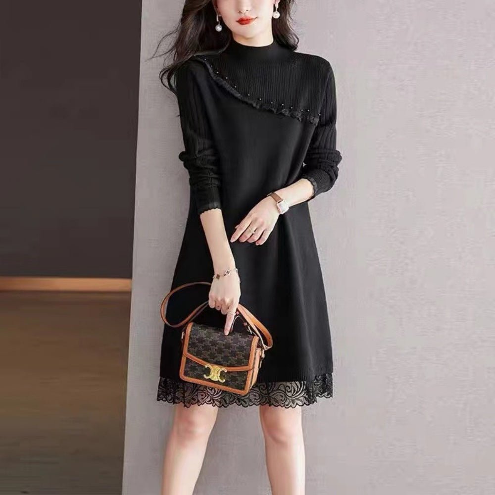 パール付きニットワンピース｜オフィスカジュアル レディース 通販【ミレジェネ】