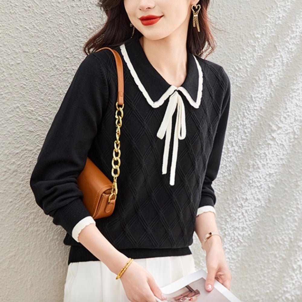 襟付きリボンニット｜オフィスカジュアル レディース 通販【ミレジェネ】