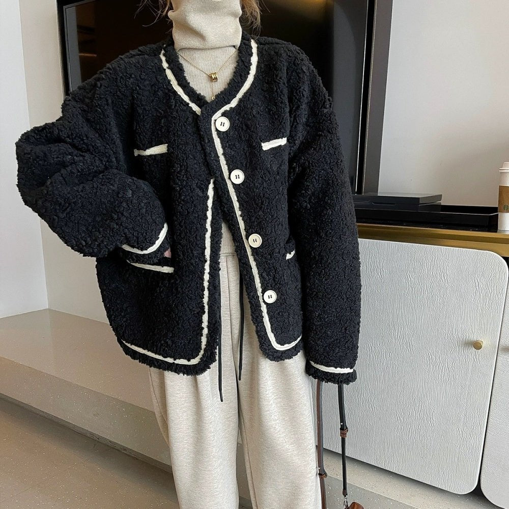 バイカラーボアアウター｜オフィスカジュアル レディース 通販