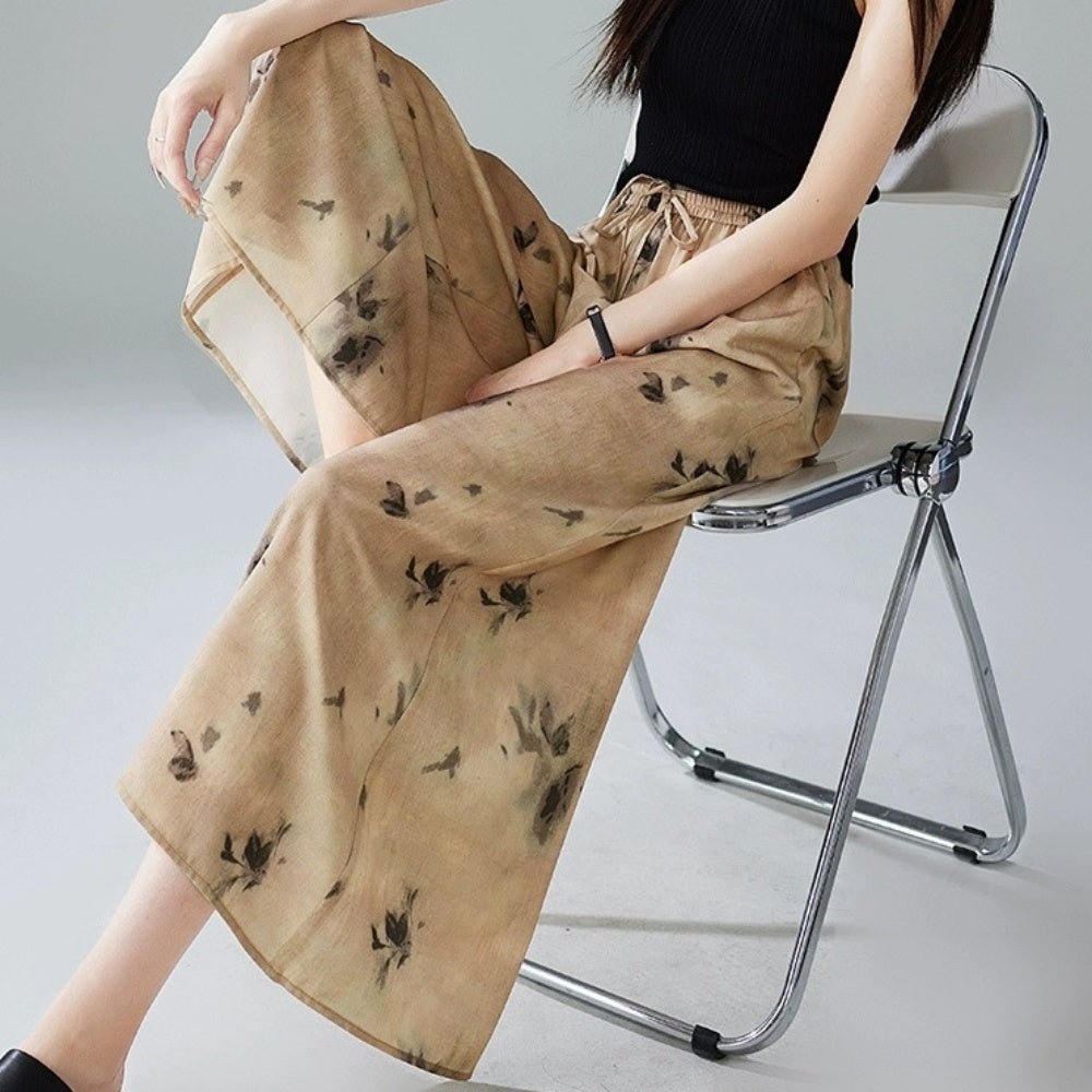 ウエストシャーリングリーフ柄パンツ｜オフィスカジュアル レディース 通販【ミレジェネ】