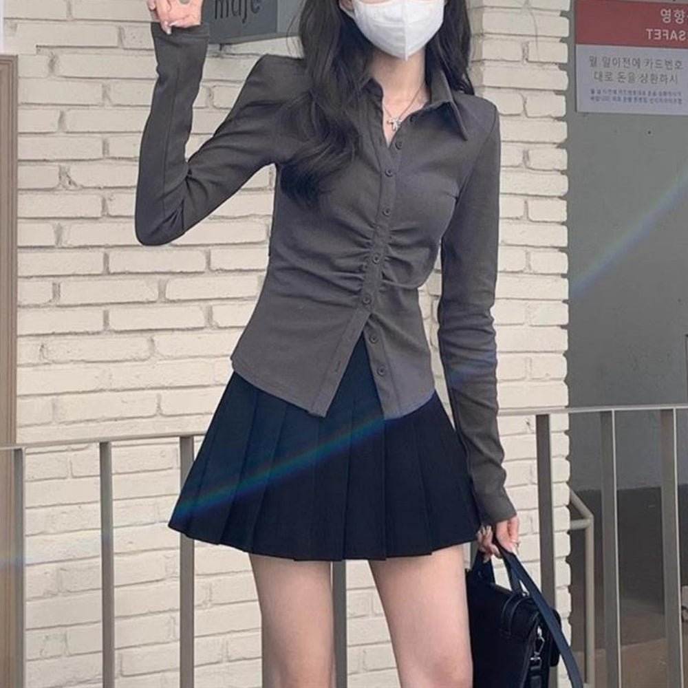 フロントギャザーシャツブラウス｜オフィスカジュアル レディース 通販【ミレジェネ】