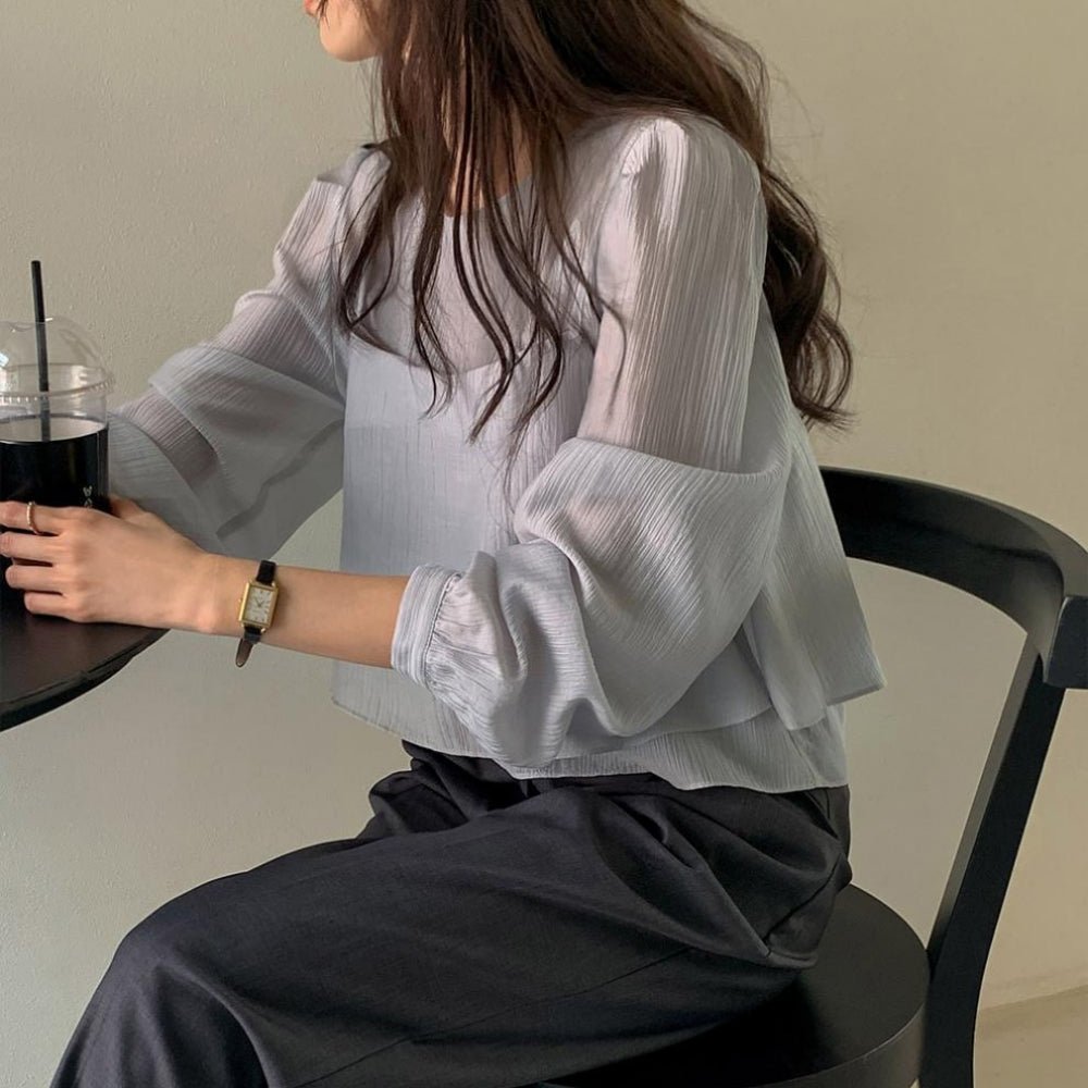 同素材キャミ付きブラウスアンサンブル｜オフィスカジュアル レディース 通販【ミレジェネ】