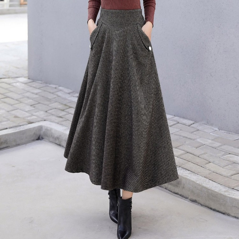 千鳥柄ハイウエストスカート｜オフィスカジュアル レディース 通販【ミレジェネ】