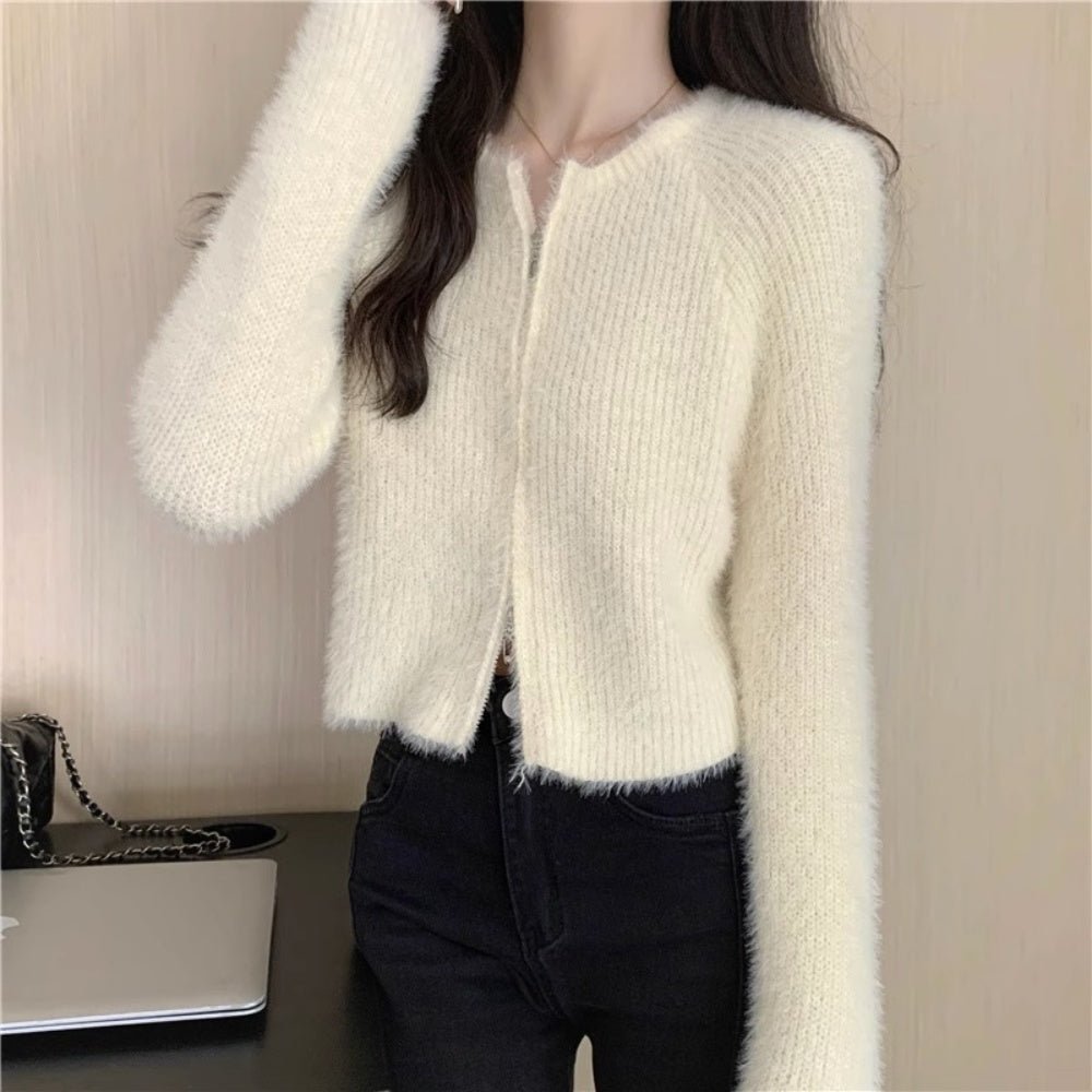 シャギージップアップカーディガン｜オフィスカジュアル レディース 通販【ミレジェネ】