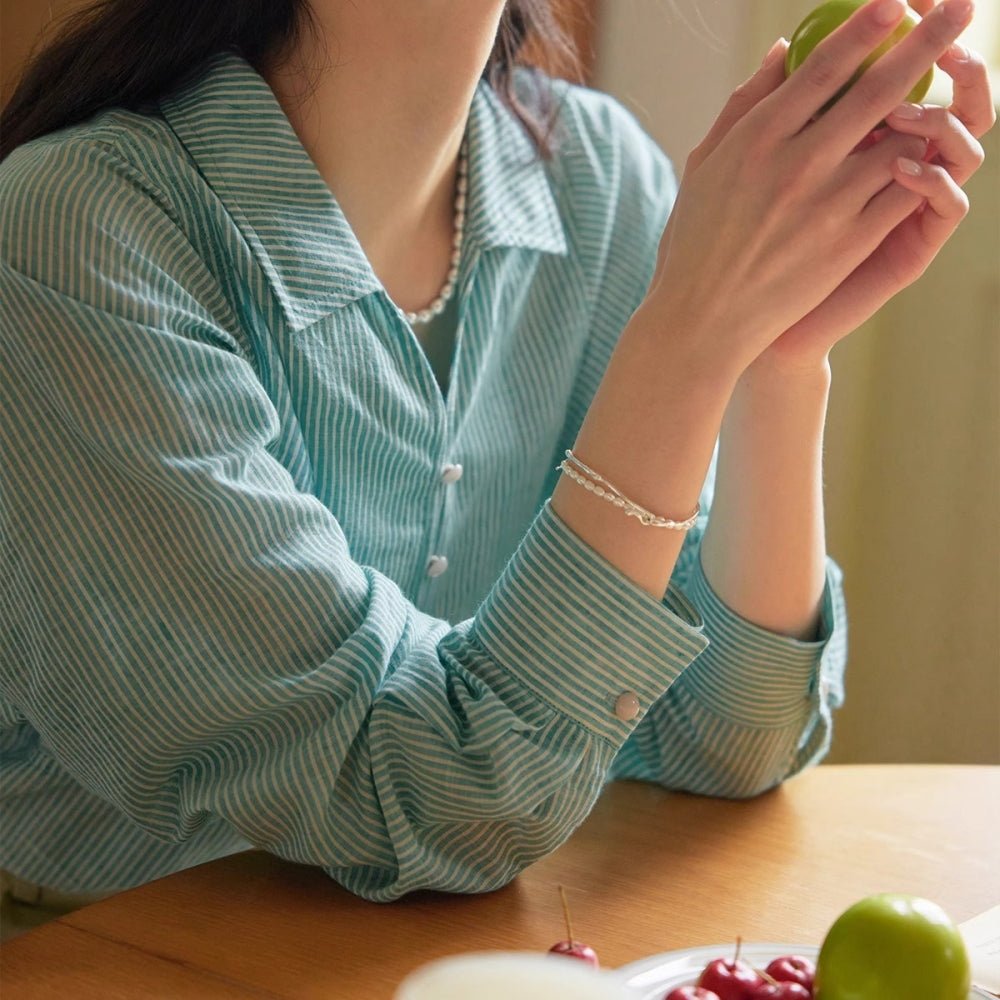 フレンチストライプゆったりコットンシャツ｜オフィスカジュアル レディース 通販【ミレジェネ】