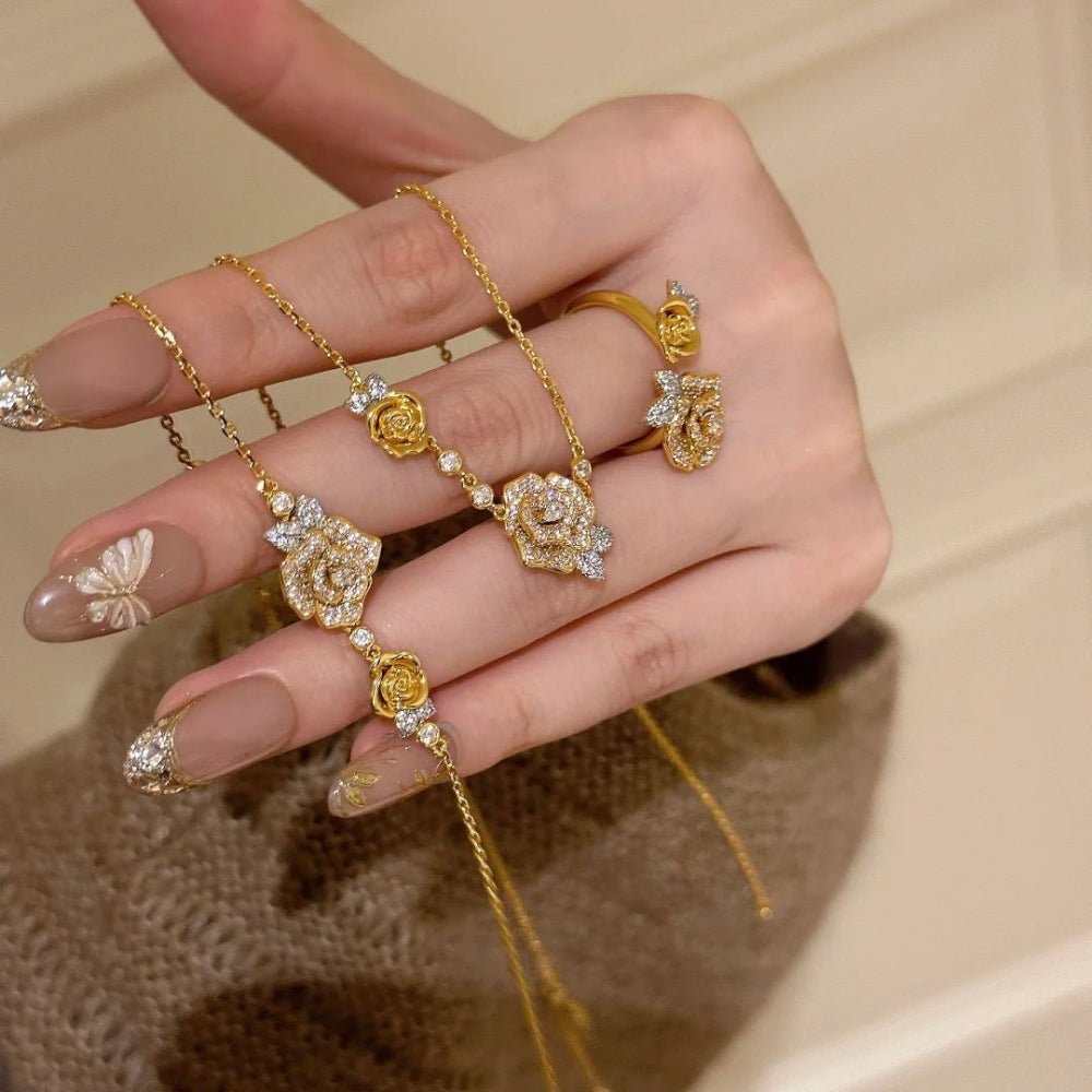 チタンローズモチーフジュエリーセット｜オフィスカジュアル レディース 通販【ミレジェネ】