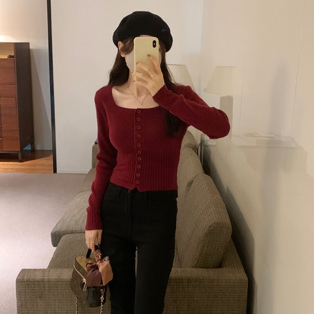 ベーシックスクエアネックカーディガン｜オフィスカジュアル レディース 通販【ミレジェネ】