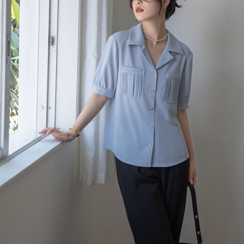 レディース オープンカラーシャツ ポケット付きオープンカラーシャツ｜オフィスカジュアル レディース