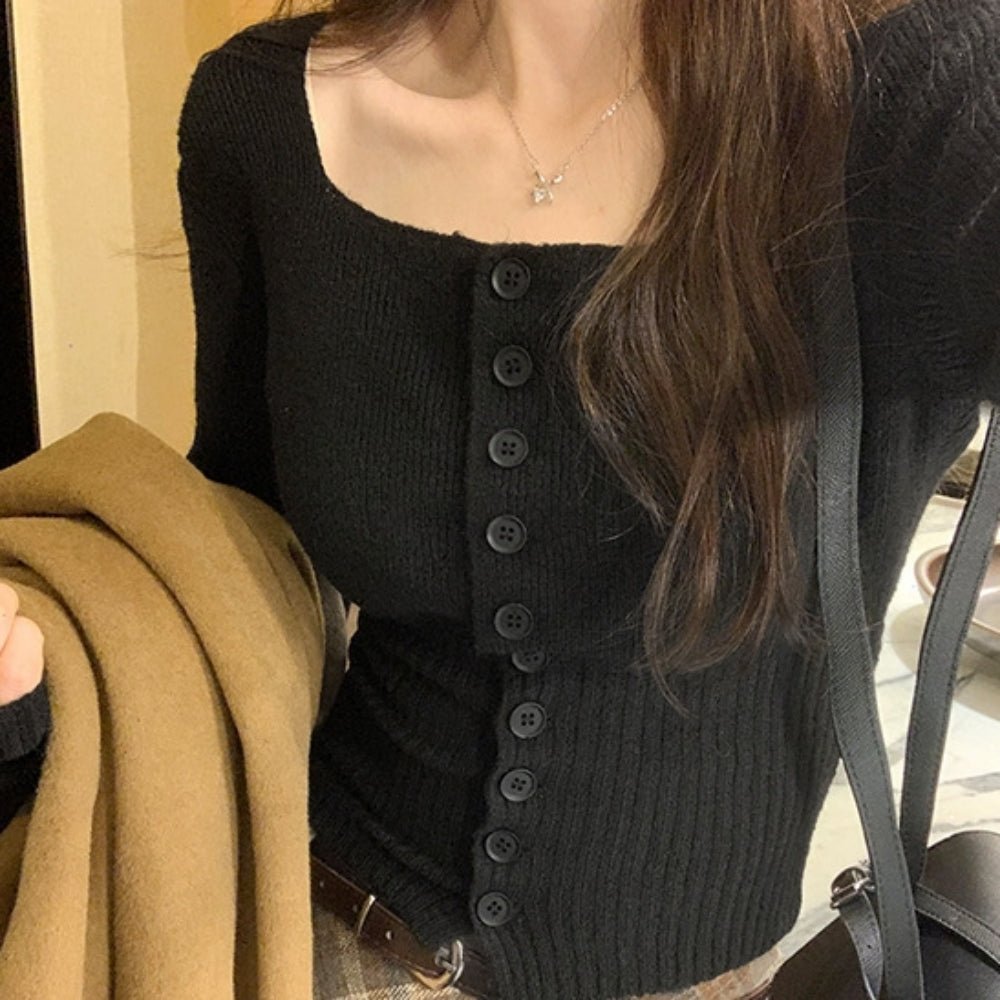 ベーシックスクエアネックカーディガン｜オフィスカジュアル レディース 通販【ミレジェネ】