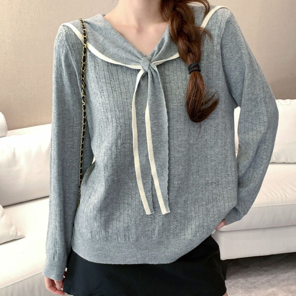 セーラーカラー配色ニット｜オフィスカジュアル レディース 通販【ミレジェネ】