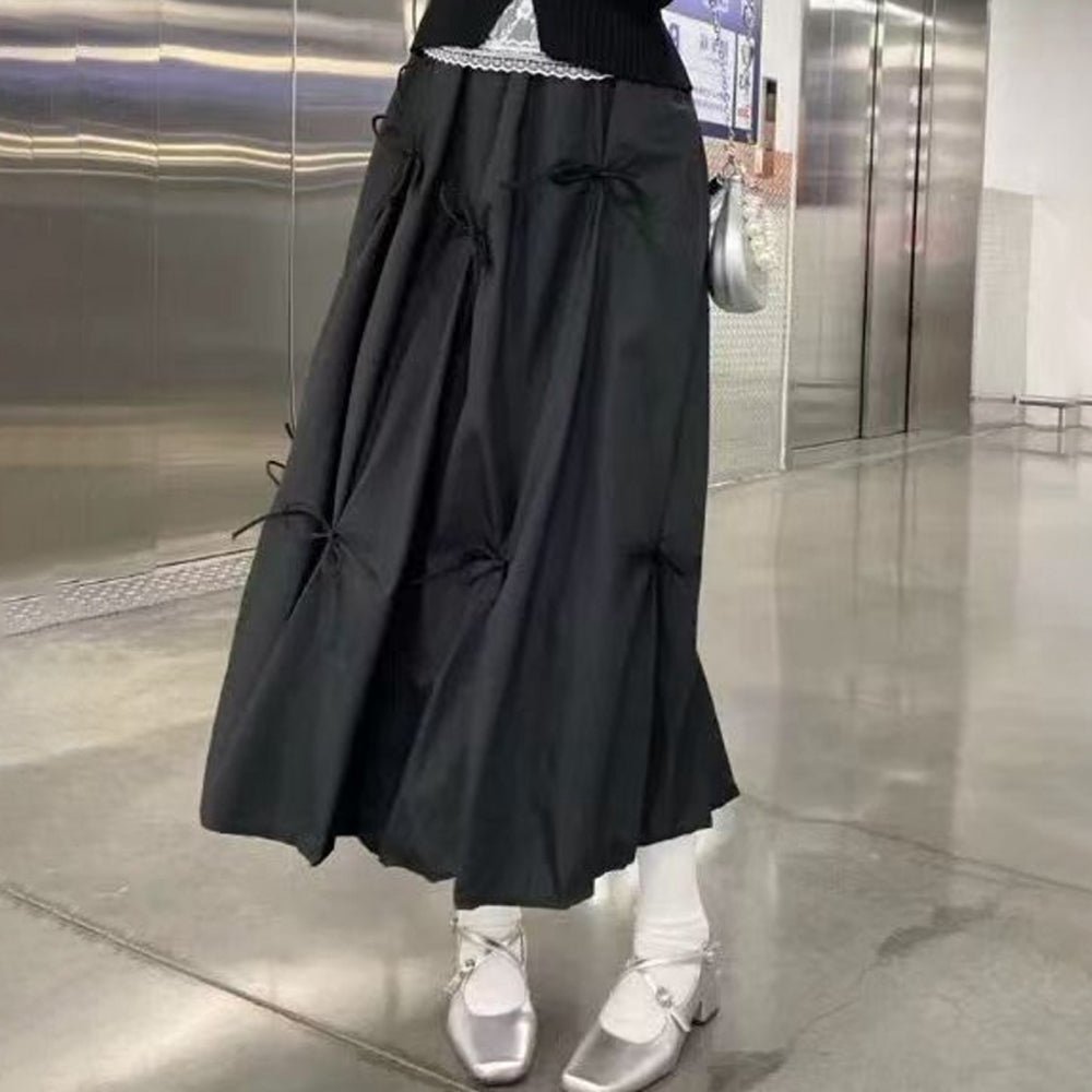 リボンギャザーフレアスカート｜オフィスカジュアル レディース 通販【ミレジェネ】