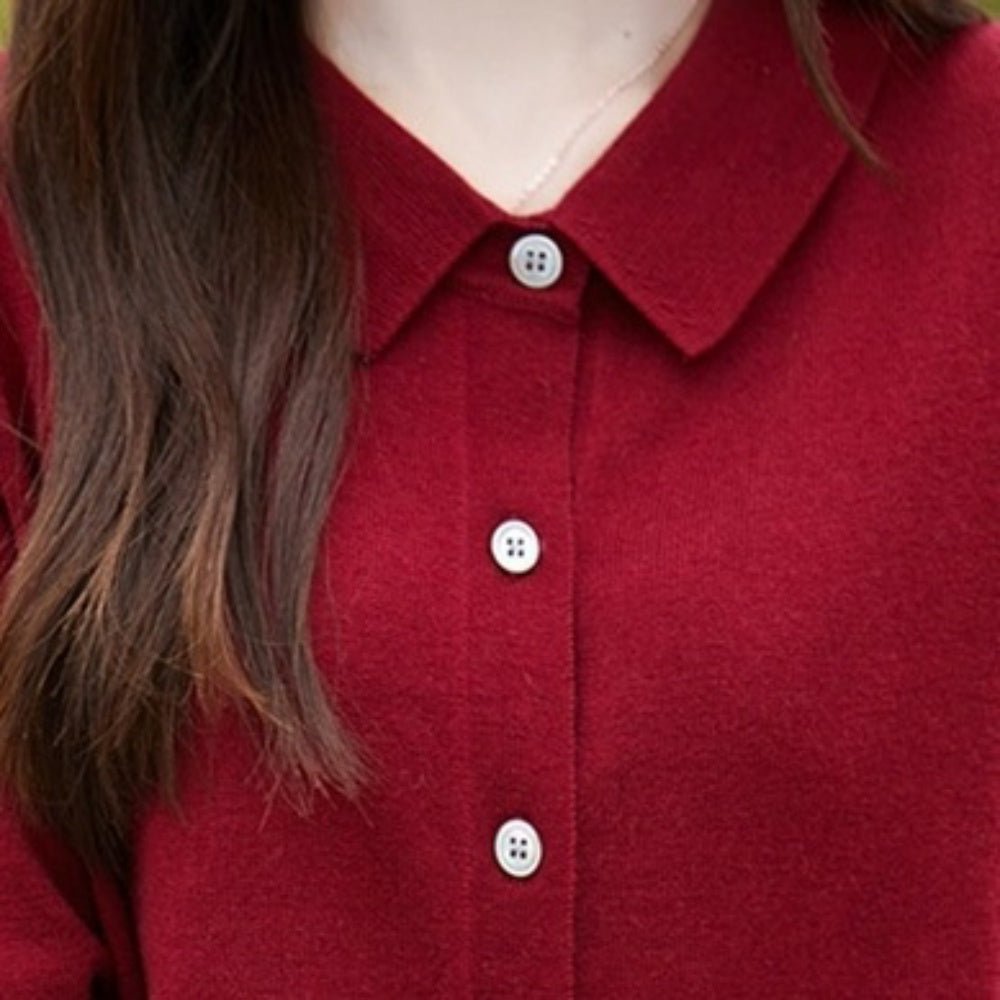 襟付きウールニットカーディガン｜オフィスカジュアル レディース 通販【ミレジェネ】