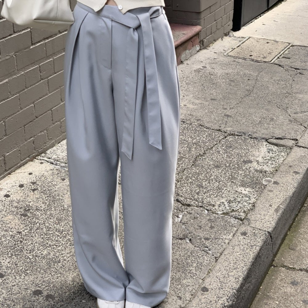 ロングベルト付きワイドストレートパンツ｜オフィスカジュアル レディース 通販【ミレジェネ】
