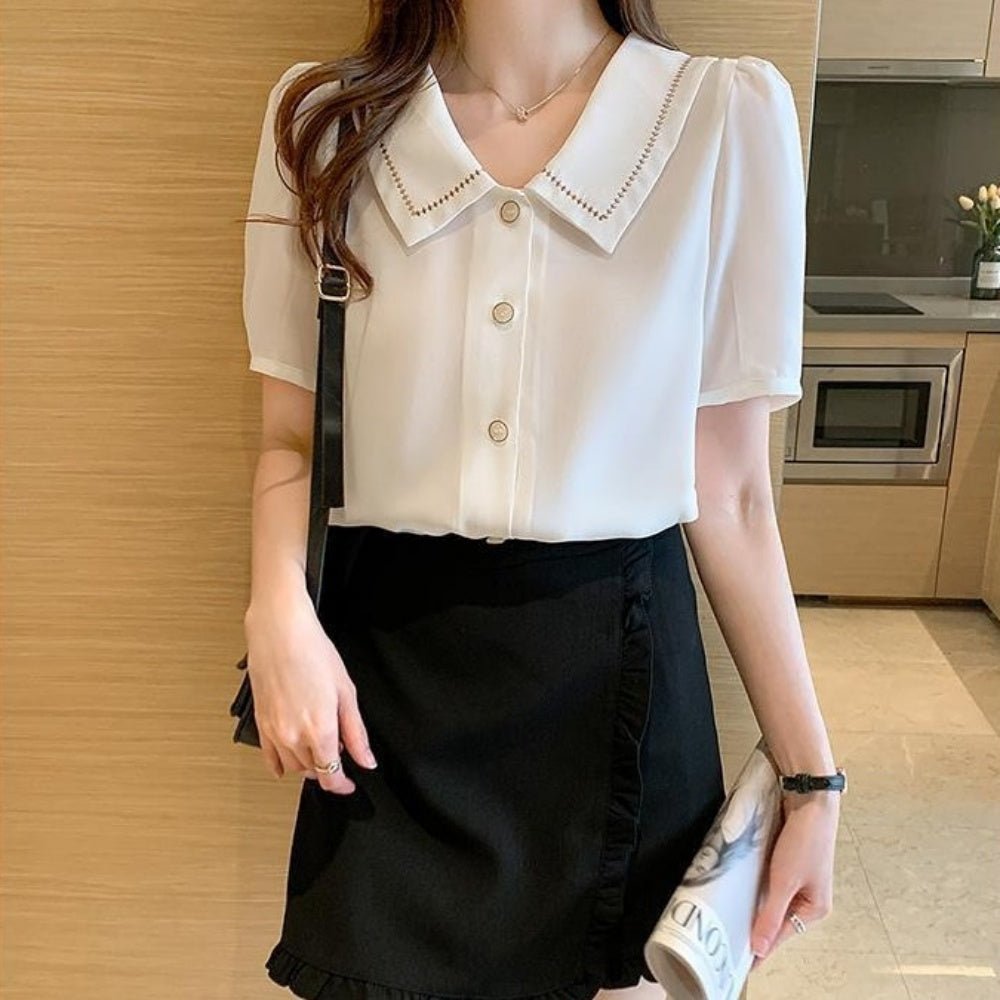 襟付きブラウス 前ボタン襟付きブラウス｜オフィスカジュアル レディース 通販