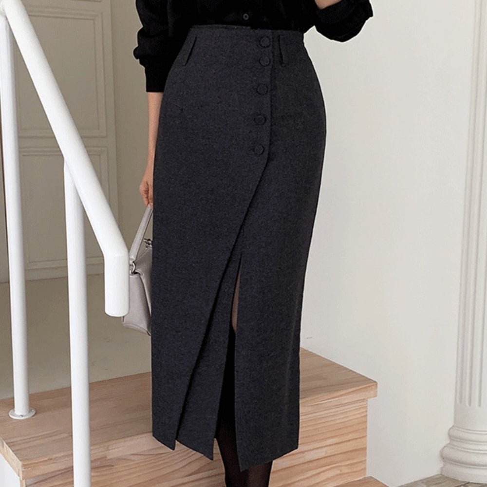 フロントスリットウールスカート｜オフィスカジュアル レディース 通販【ミレジェネ】