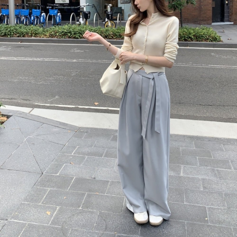 ロングベルト付きワイドストレートパンツ｜オフィスカジュアル レディース 通販【ミレジェネ】
