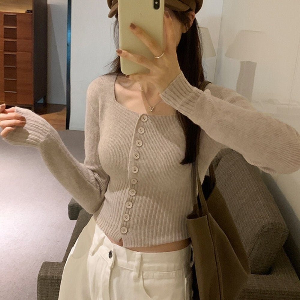 ベーシックスクエアネックカーディガン｜オフィスカジュアル レディース 通販【ミレジェネ】