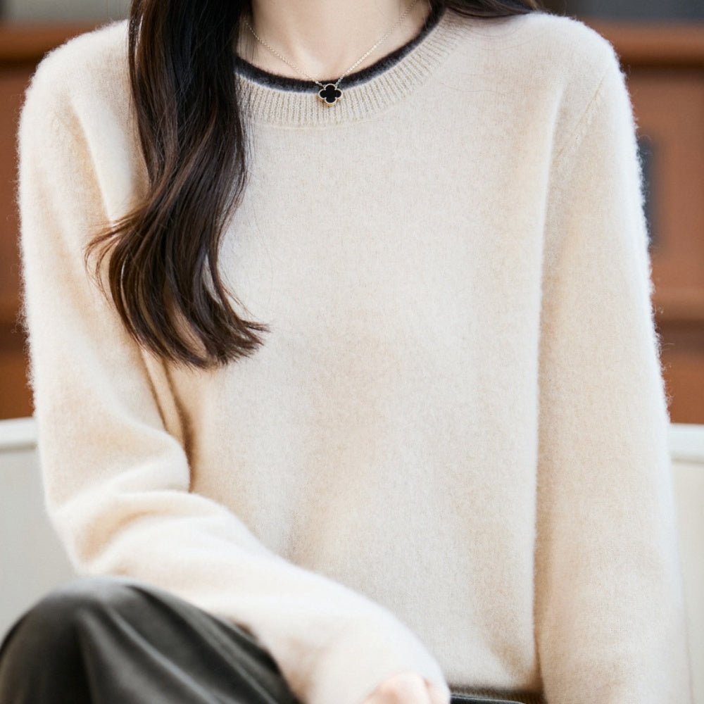 首元バイカラーニット｜オフィスカジュアル レディース 通販【ミレジェネ】