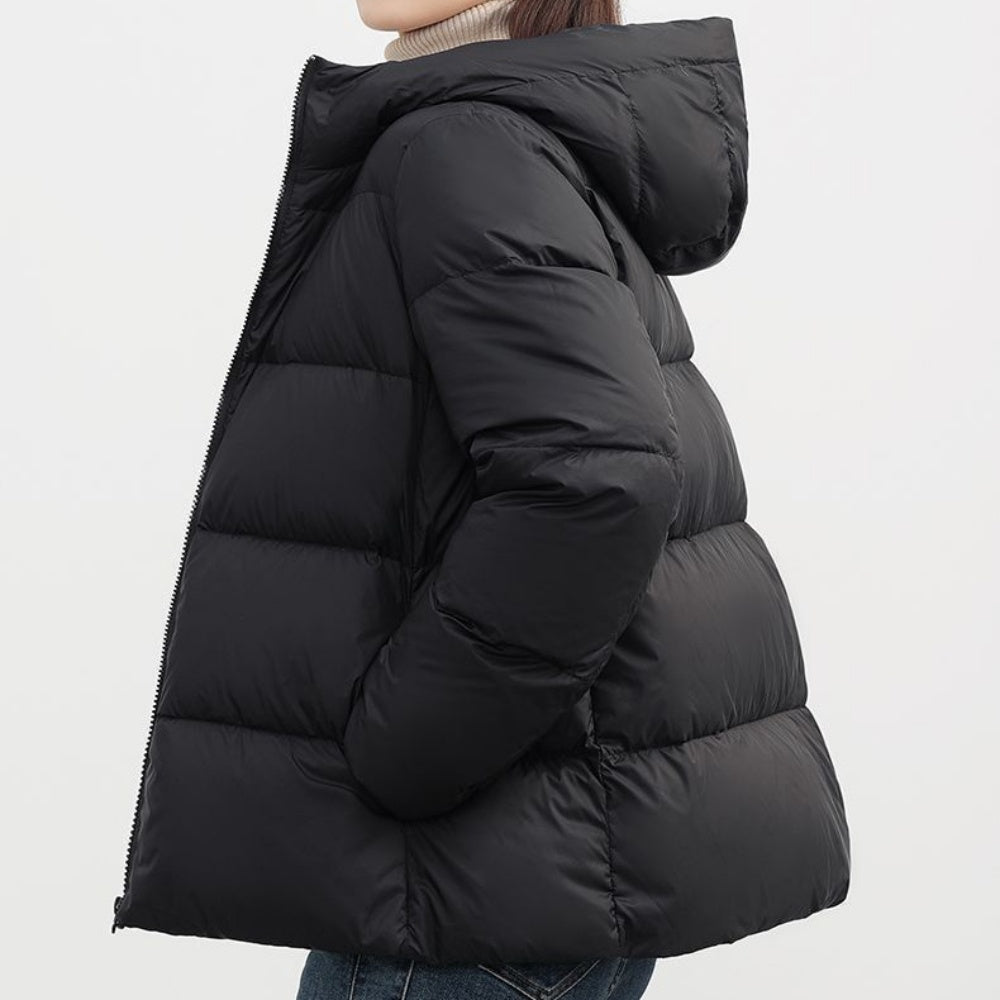 フード付きショートダウンジャケット｜オフィスカジュアル レディース 通販【ミレジェネ】