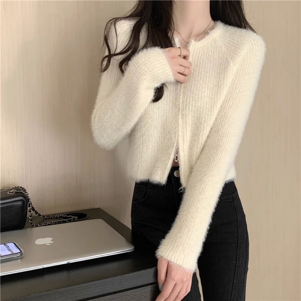 シャギージップアップカーディガン｜オフィスカジュアル レディース 通販【ミレジェネ】