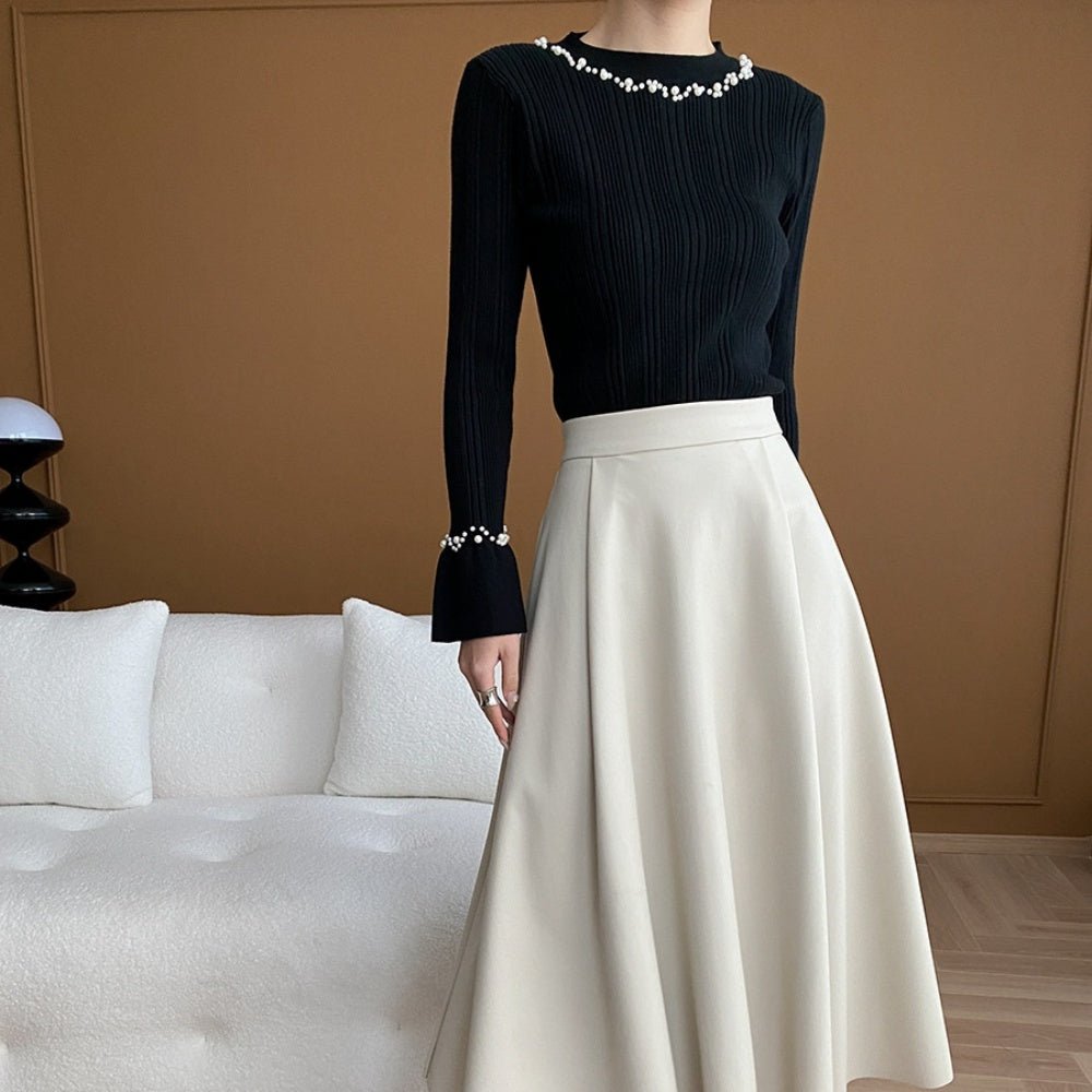 パール付スリムニット｜オフィスカジュアル レディース 通販【ミレジェネ】