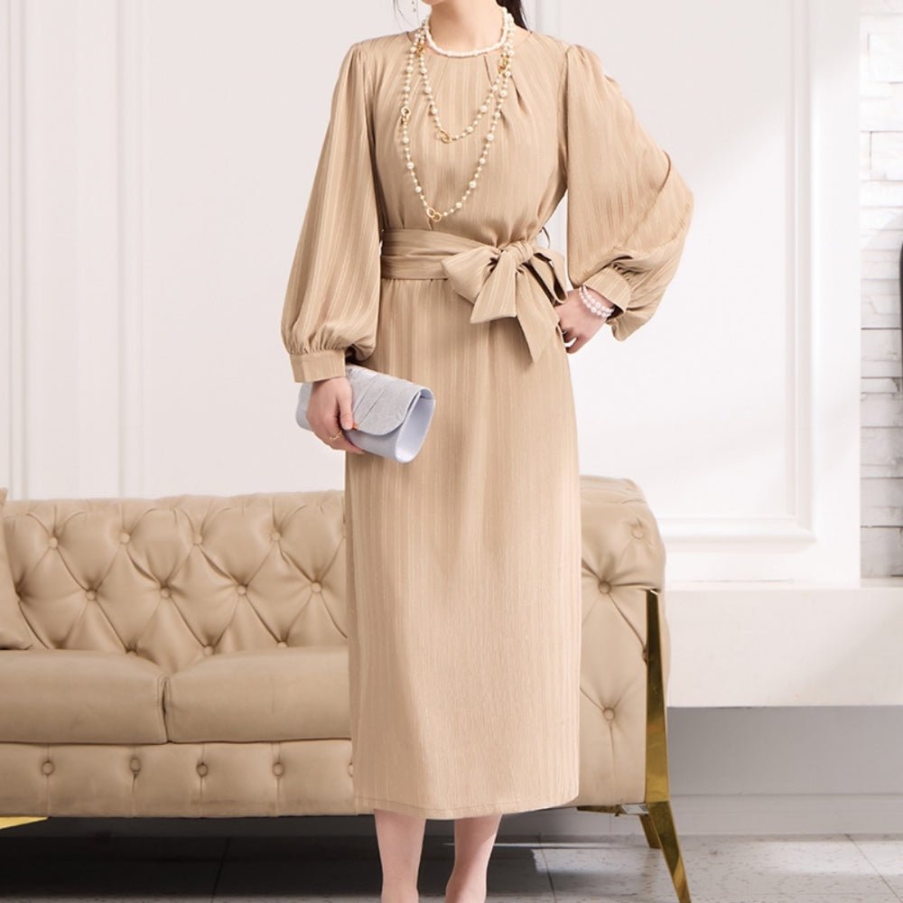 パフスリーブエレガントワンピース｜オフィスカジュアル レディース 通販【ミレジェネ】
