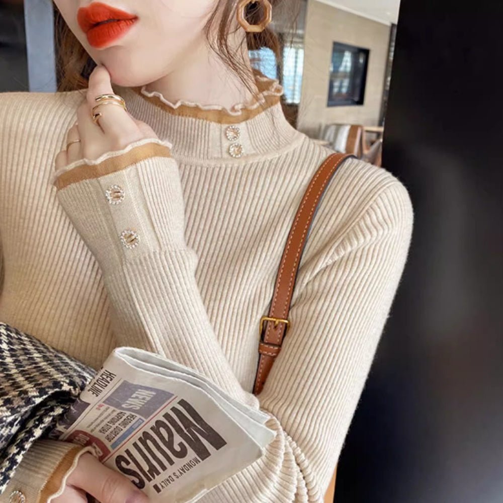 シアーフリルトリムリブニット｜オフィスカジュアル レディース 通販【ミレジェネ】