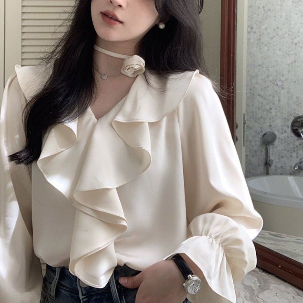 ラッフルフリルブラウス｜オフィスカジュアル レディース 通販【ミレジェネ】