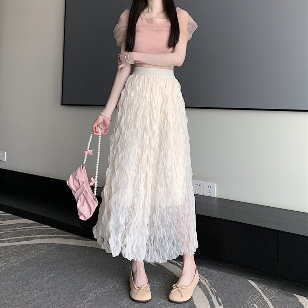 ウェーブプリーツシフォンマキシスカート｜オフィスカジュアル レディース 通販【ミレジェネ】